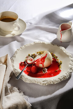 creamy panna cotta with berries, elegant panna cotta paired with