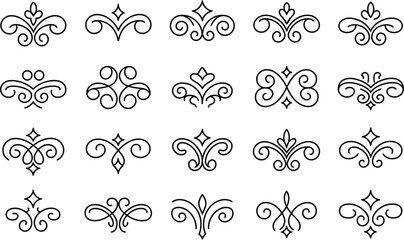 Elegant line art dividers and classic ornamental scroll elements