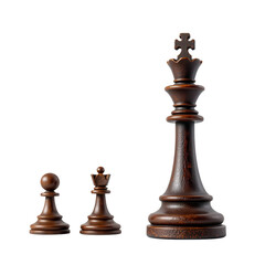 Brown Chess Pieces on White Background: King and Pawn Display