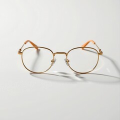 Stylish Round Frame Glasses with Orange Temples on White Background