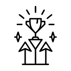 Man holding a trophy and arrow icon vector set for business concept design