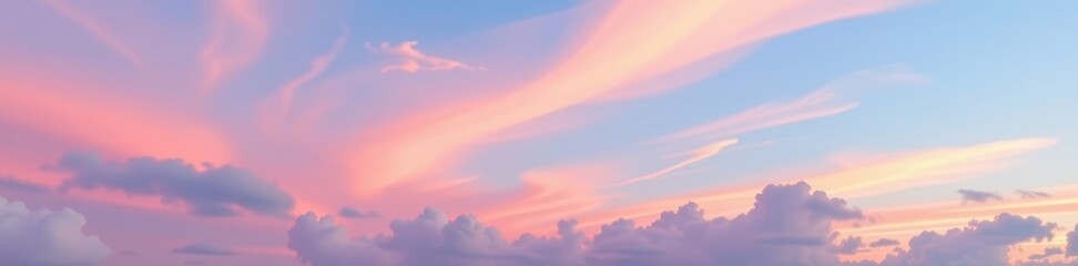 Fototapeta premium Soft pastel sky gradients, dreamy clouds, serene atmosphere, perfect for digital backgrounds, tranquil background, pastel