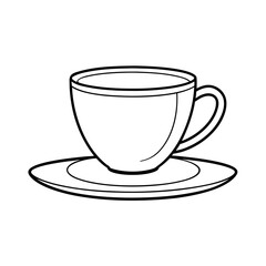 Cup and Saucer Outline Vector Graphic