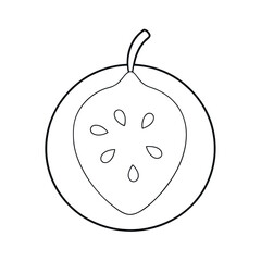 Guava Slice Outline Vector Art