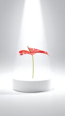 Red flower on pedestal