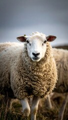 Obraz premium Close-up portrait of a sheep staring directly at the camera