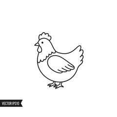 Simple outline illustration of a chicken, perfect for farm-related designs and icons