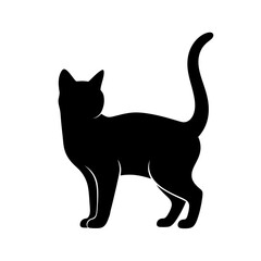 Graceful black cat silhouette vector illustration, a versatile graphic symbol of domestic pets, elegance, and feline charm, ideal for design projects, logos, and animal-themed content