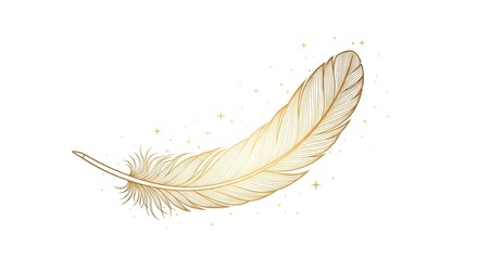 Elegant golden feather design with sparkling stars for magical invitations and creative projects, adding a touch of ethereal beauty and sophisticated charm