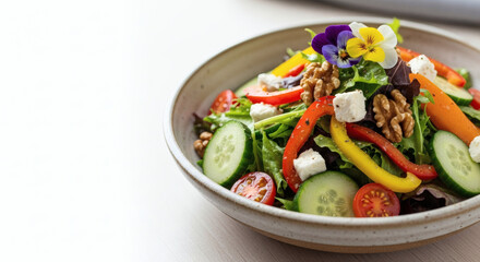 fresh vegetable salad with feta cheese