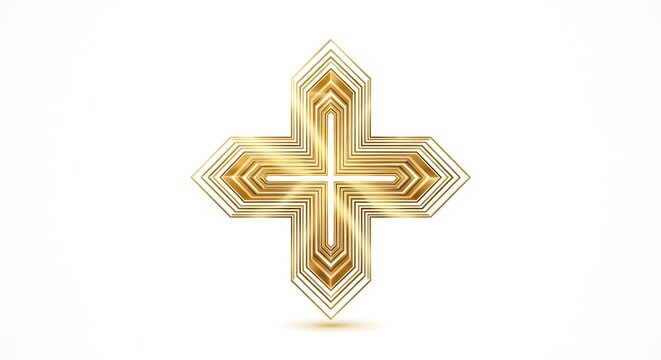 Elegant golden cross design for faith based projects, a symbol of hope, spirituality, and strength, ideal for religious events and inspirational themes
