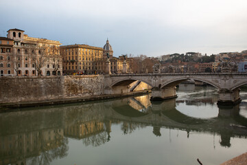 Sunset Skyline of Rome with Historic Domes