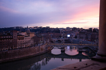 Twilight View of the Tiber River from Castel Sant’Angelo
