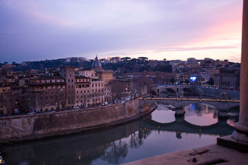 Twilight View of the Tiber River from Castel Sant’Angelo