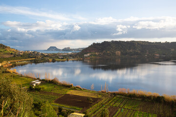 Lake Miseno and Agricultural Fields, Bacoli, Naples, Italy