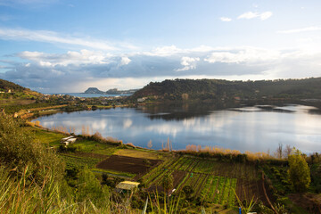 Lake Miseno and Agricultural Fields, Bacoli, Naples, Italy