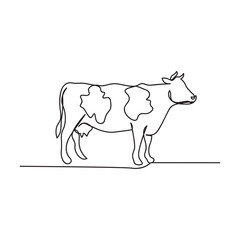 spotted dairy cow continuous one line drawing