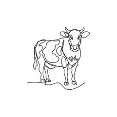 Cow with Spots continuous one line drawing minimalism design. Editable outline