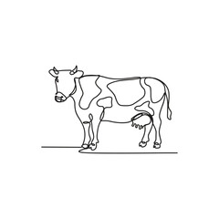 minimalist continuous one line drawing illustration of a realistic standing full body calf