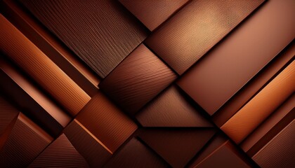 layered chocolate brown geometric forms with matte textures and subtle warm gradients