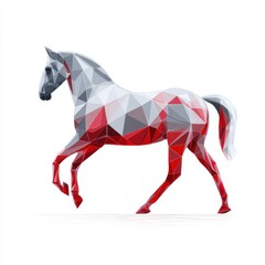 Obraz premium Stylized geometric horse design with red and gray triangular patterns