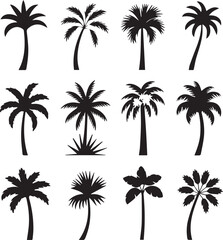 Palm tree silhouettes collection tropical island