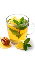 Refreshing herbal tea with lemon and mint