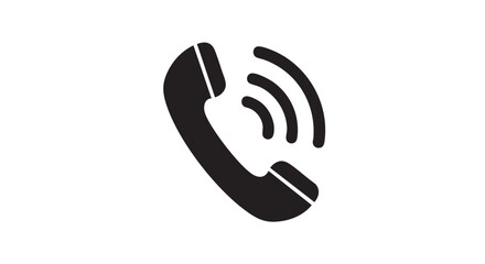 Vector art of black telephone receiver with signal waves