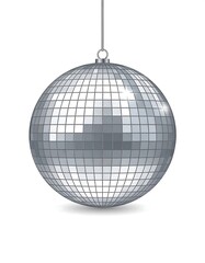 Silver disco ball hanging