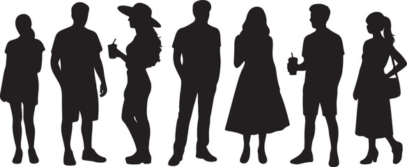 Silhouettes of diverse people in black attire