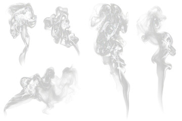 Fototapeta premium white smoke set isolated on white or transparent png