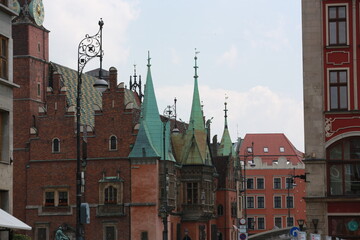 Panoramic View of Red Rooftops in Wrocław City