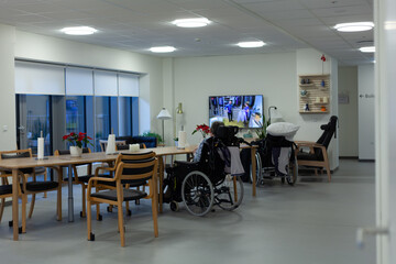 People in wheelchair in a nursing home