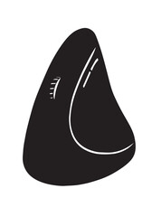 Black abstract shape with white curved lines and hash marks on white background vector