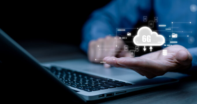 Global network connection 6G on hand business man.Global network connection 6G with icon concept, technology network wireless systems and internet of things, new technologies coming up in the future.