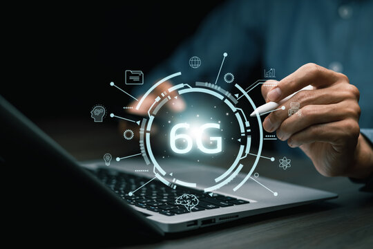 Global network connection 6G on hand business man.Global network connection 6G with icon concept, technology network wireless systems and internet of things, new technologies coming up in the future.