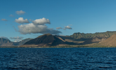 Beautiful west Oahu coastline vista viewed from a boat, Hawaii