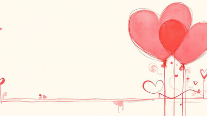 Simple sketch of scribble hearts.