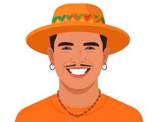 Smiling man in orange hat