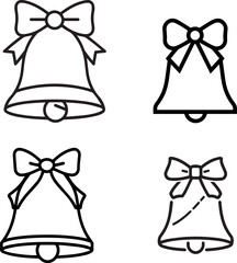Christmas Bell Line Icon &ndash; Festive Holiday Ornament Outline Vector