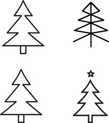 Christmas Tree Line Icon &ndash; Festive Holiday Pine Symbol Vector