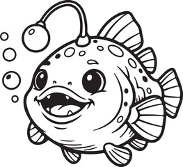 Smiling Deep‑Sea Angler – Cute Marine Creature Vector