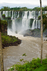 Scenic view of beautiful Iguaz&uacute; Falls seen from Iguaz&uacute; National Park on a cloudy spring day. Photo taken October 7th, 2025, Iguaz&uacute; Falls, Argentina.