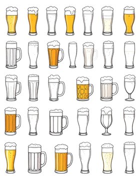 Variety of beer glasses