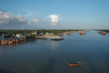 River side view, boats in the river