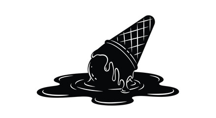 A melted ice cream cone with a puddle of dripping sweetness