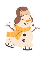 Christmas snowman ice skating outdoors