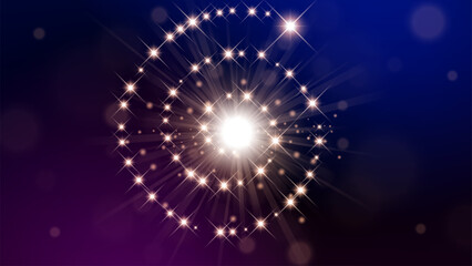 Abstract Futuristic Flying Particles Lights on Dark Background, Vector Illustration
