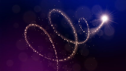 Abstract Futuristic Flying Particles Lights on Dark Background, Vector Illustration