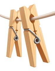 Wooden clothespins on a line (1)